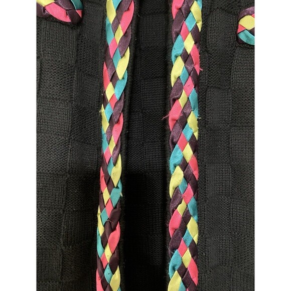 Michael Simon Black Cardigan with Multicolor Trim - Picture 9 of 11